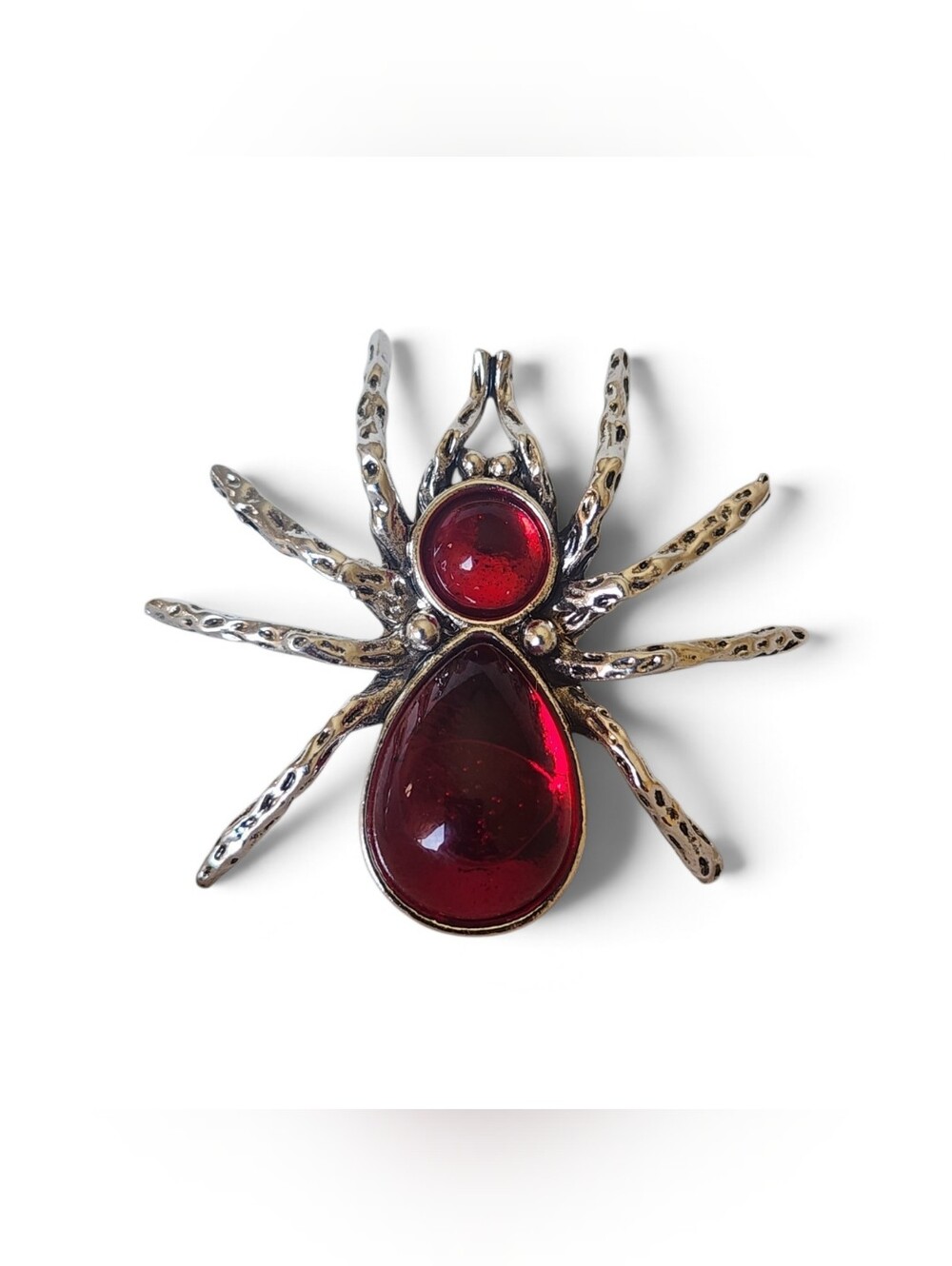 🕷️ Ruby Red Crystal Spider Brooch